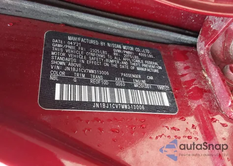 2021 Nissan Rogue Sport Sl Fwd Xtronic Cvt z USA, uszkodzony, nr VIN JN1BJ1CV7MW313006